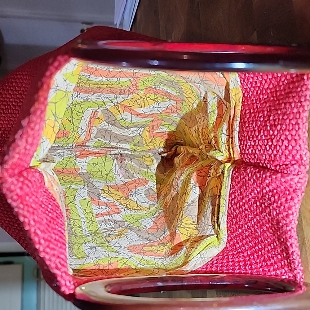 Vintage MCM red Jute Hand bag clutch - Picture 6 of 16